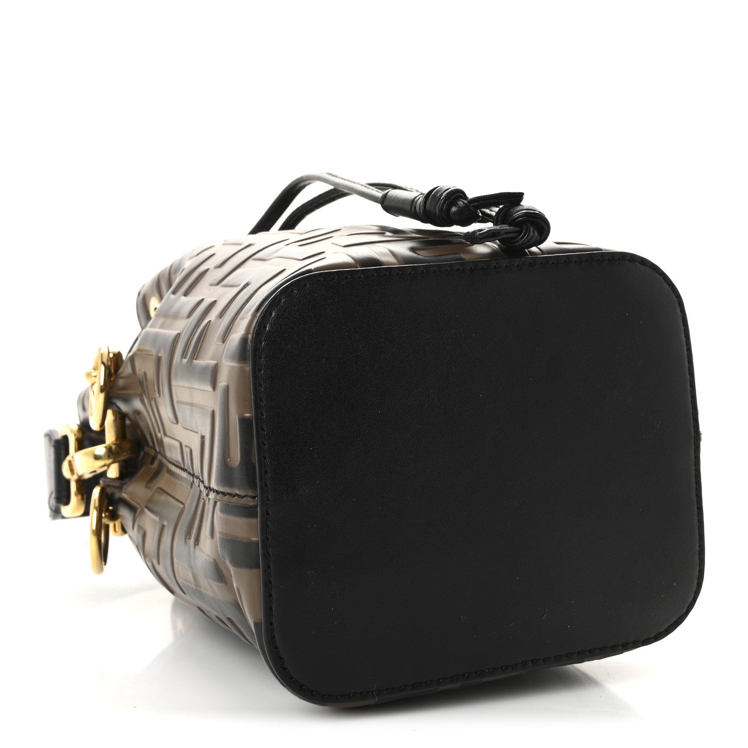 Vitello Liberty F is FNDI Bi-Color FF 1974 Embossed Mini Mon Tresor Bucket Bag Maya Black