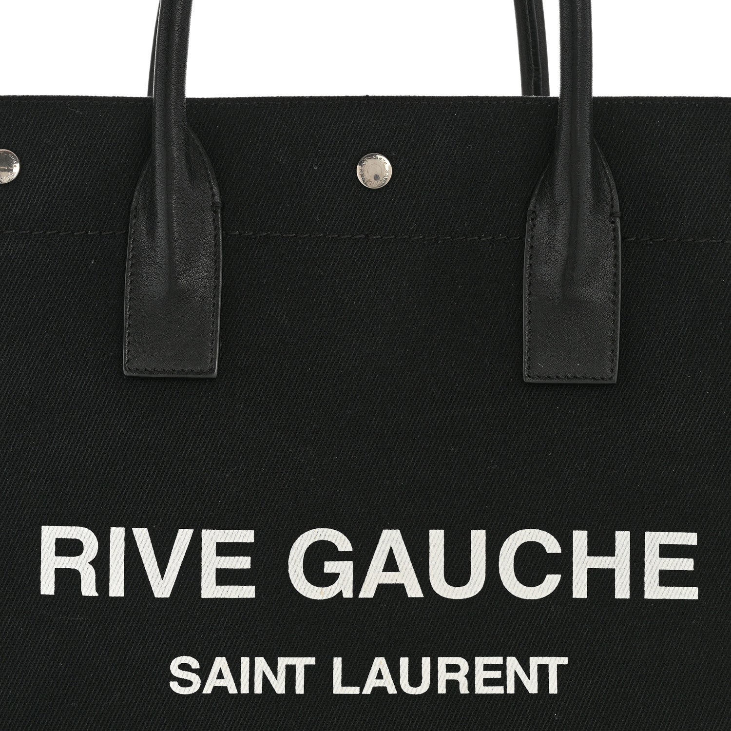 Linen Calfskin Rive Gauche North South Tote Black