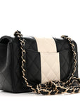 Lambskin Quilted Mini Rectangular Flap Black White