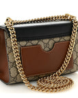 GG Supreme Monogram Calfskin Small Padlock Shoulder Bag Beige Black Cuir