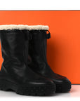 Calfskin Shearling Womens Journey Ankle Boots 38.5 Black Ecru