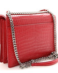Calfskin Crocodile Embossed Medium Monogram Sunset Rouge Eros