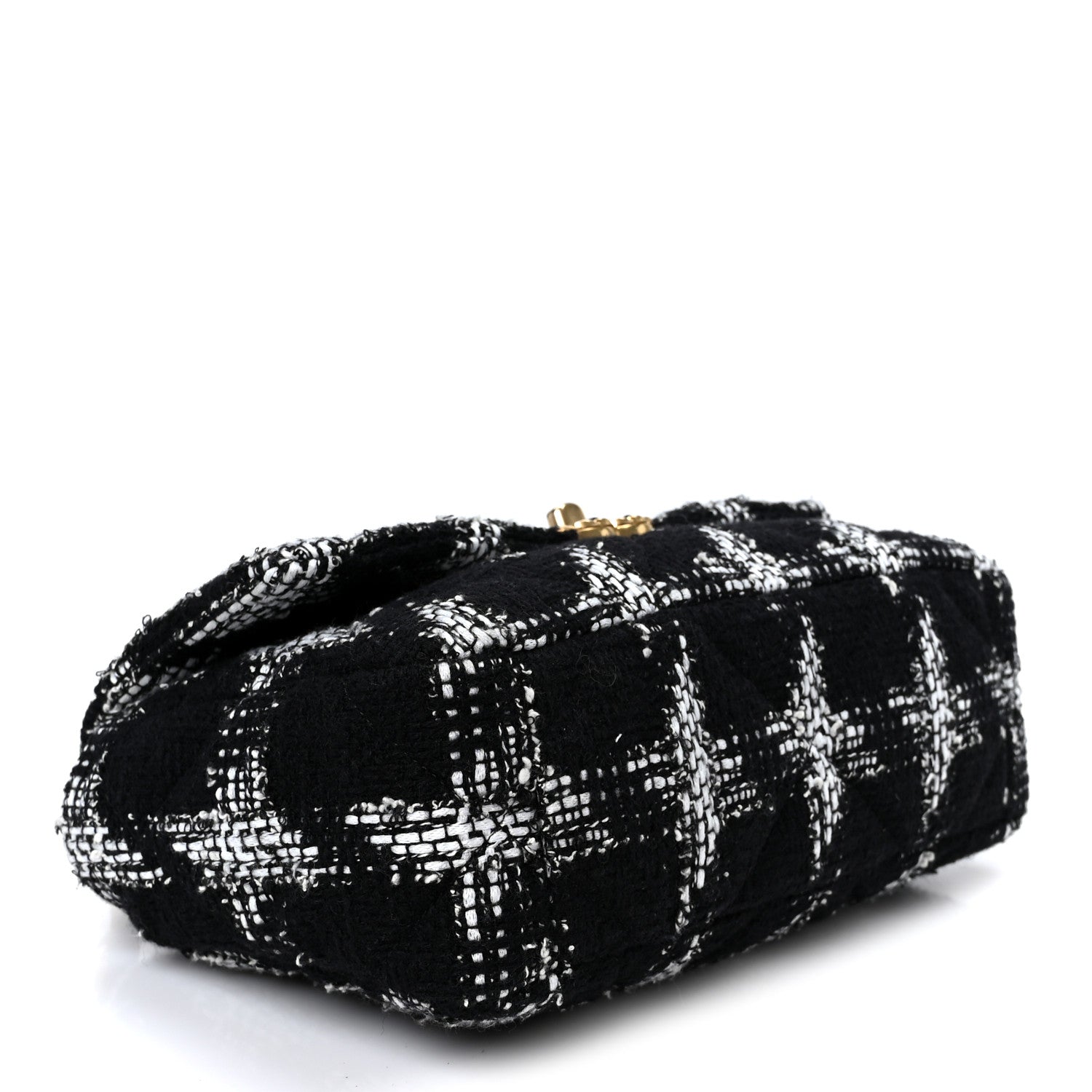Tweed Quilted Medium CHNL 19 Flap Black White