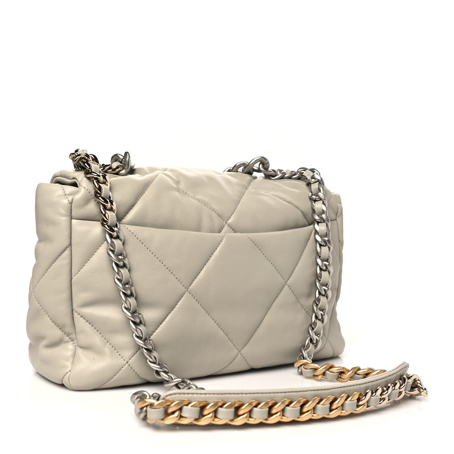 Lambskin Quilted Large CHNL 19 Flap Grey