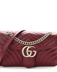 Calfskin Matelasse Small GG Marmont Shoulder Bag Rosso Ancora Red