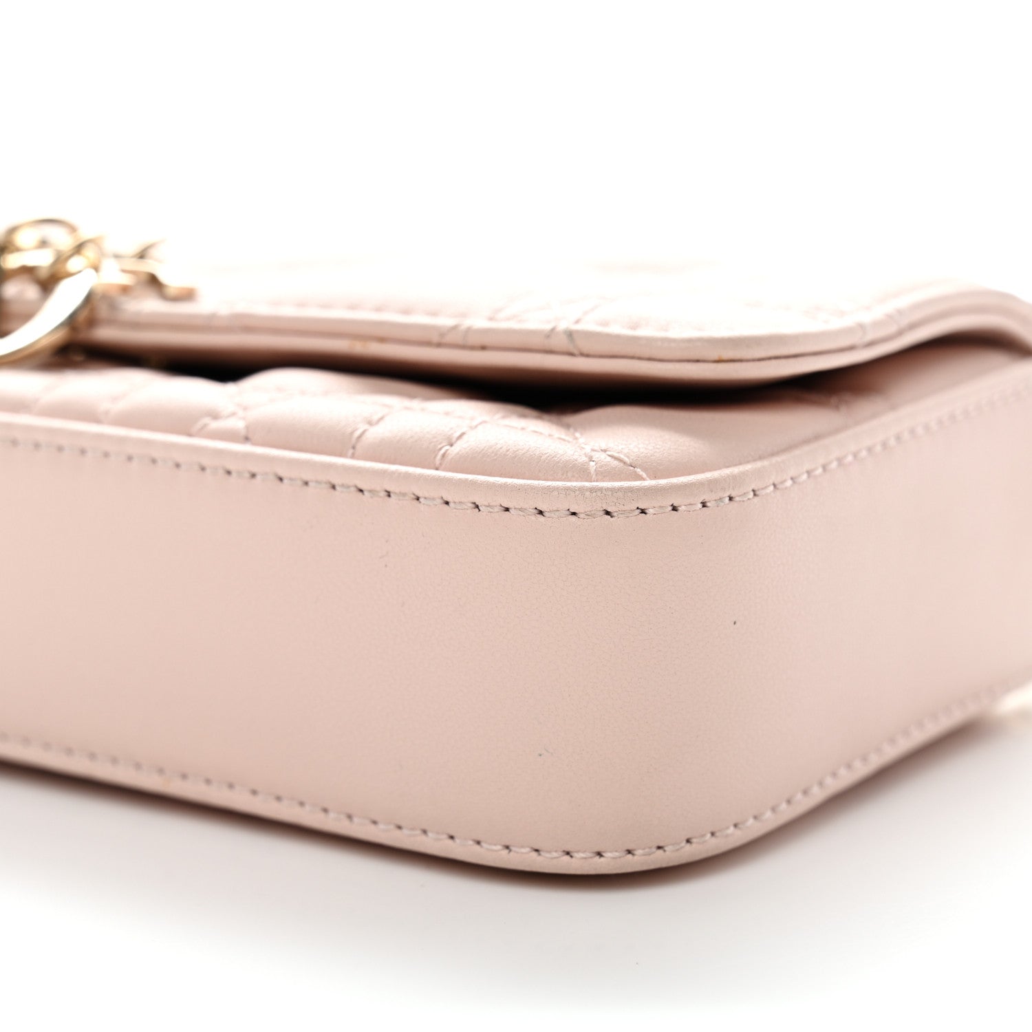 Lambskin Cannage D1OR Talk Phone Pouch Rose Poudre