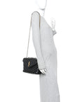 Calfskin Y Quilted Monogram Small Loulou Chain Satchel Black