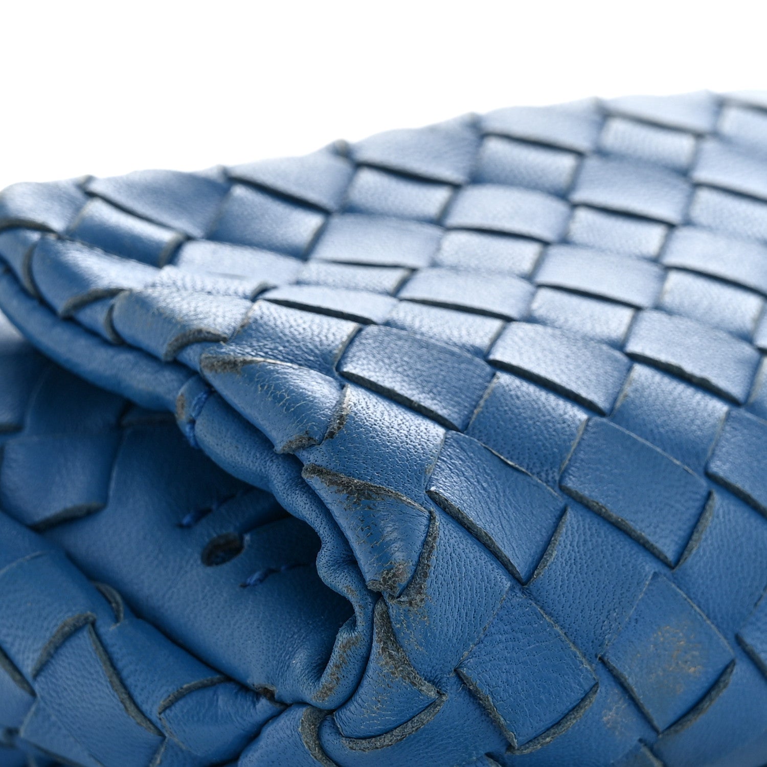 Nappa Intrecciato Small Chain Crossbody Blue