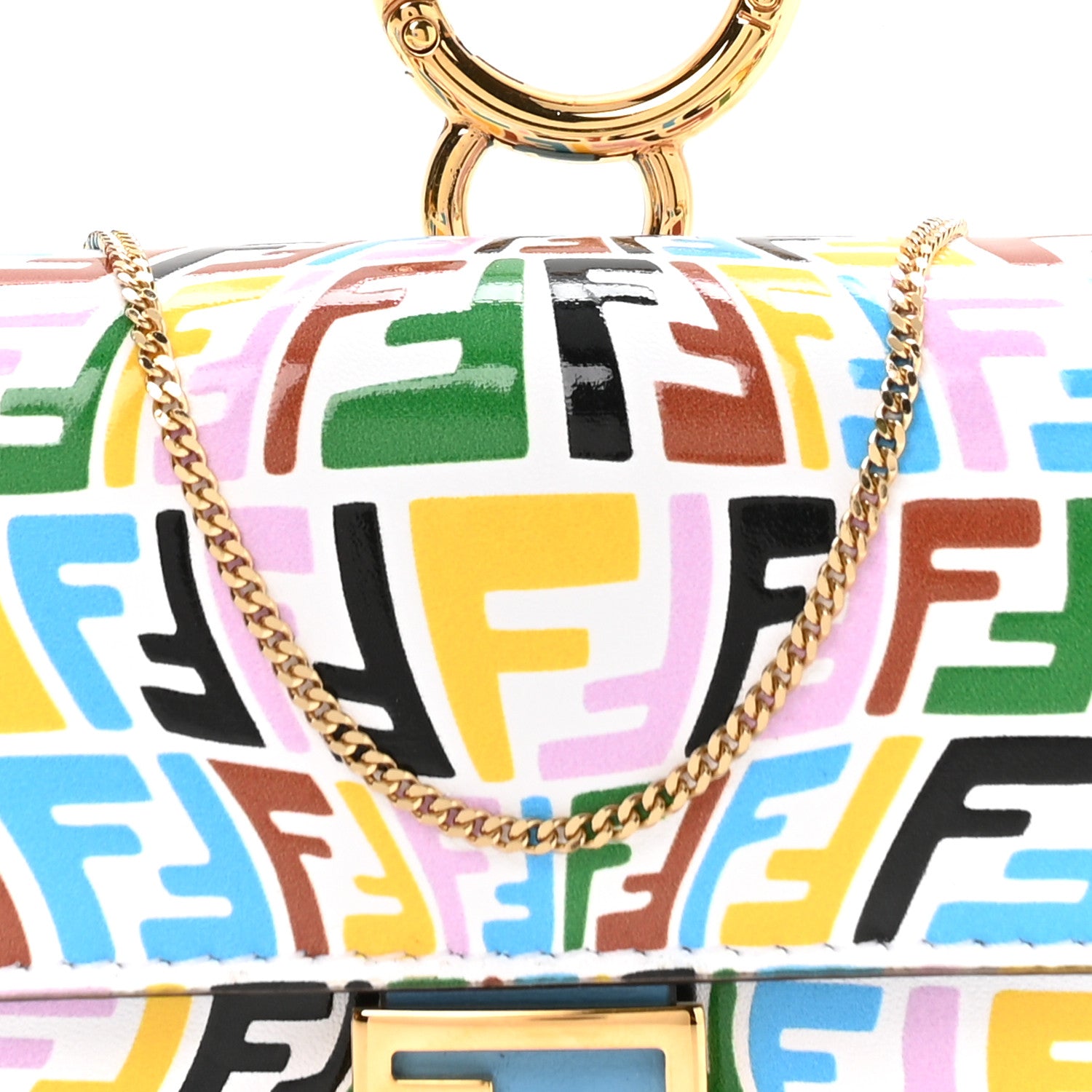 X SARAH COLEMAN Vitello Liberty Ceylon Micro FF Fish Eye Embossed Nano Baguette Charm Multicolor Cyber Blue