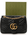 Calfskin Matelasse Medium GG Marmont Shoulder Bag Black