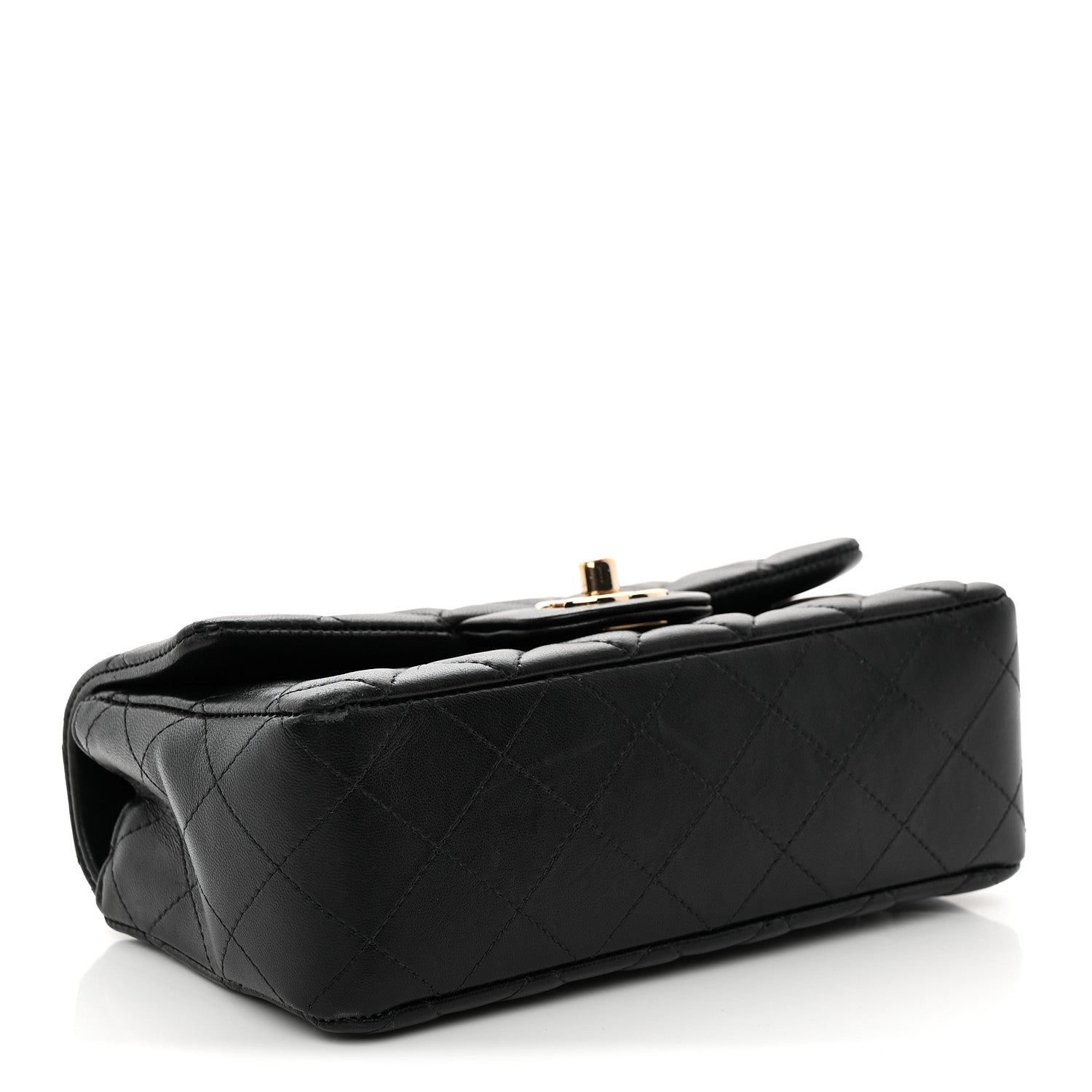 Lambskin Quilted Mini Rectangular Flap Black