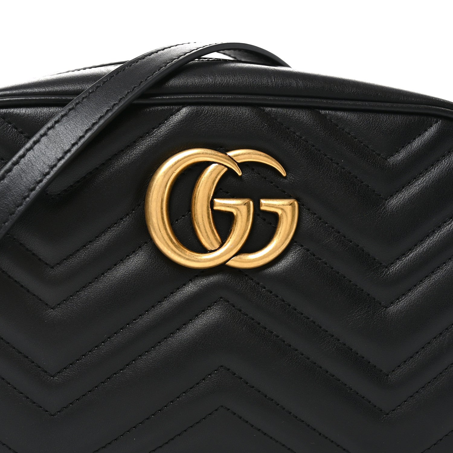 Calfskin Matelasse Small GG Marmont Chain Shoulder Bag Black