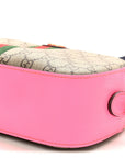 GG Supreme Monogram Textured Dollar Calfskin Web Ophidia Small Crossbody Bag Beige Ebony Fuchsia