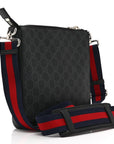 GG Supreme Monogram Web Small Flat Messenger Bag Black Grey