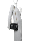 Crinkled Lambskin Matelasse Monogram Baby Niki Chain Satchel Black