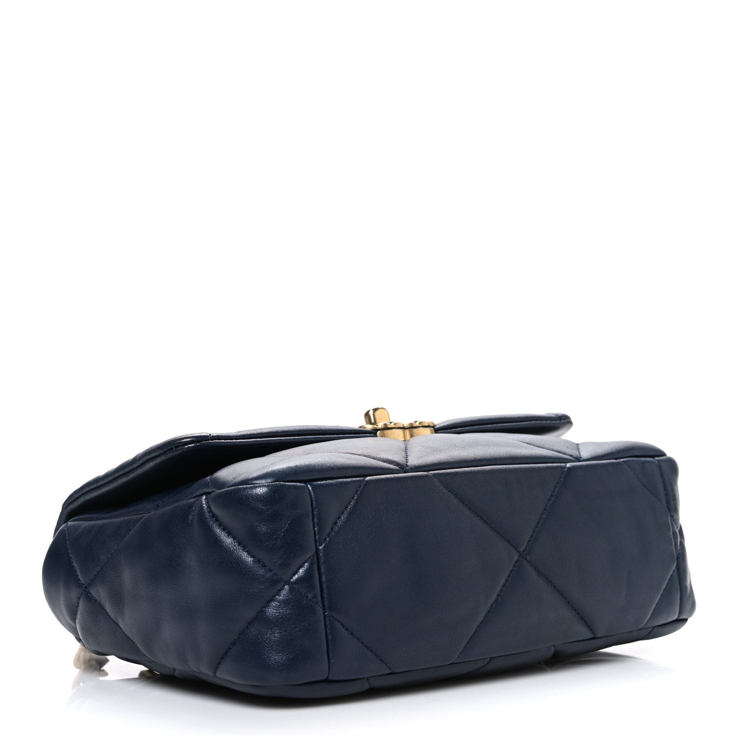 Lambskin Quilted Medium CHNL 19 Flap Navy Blue