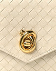Nappa Intrecciato Knot Lock Top Handle Crossbody Bag Sea Salt