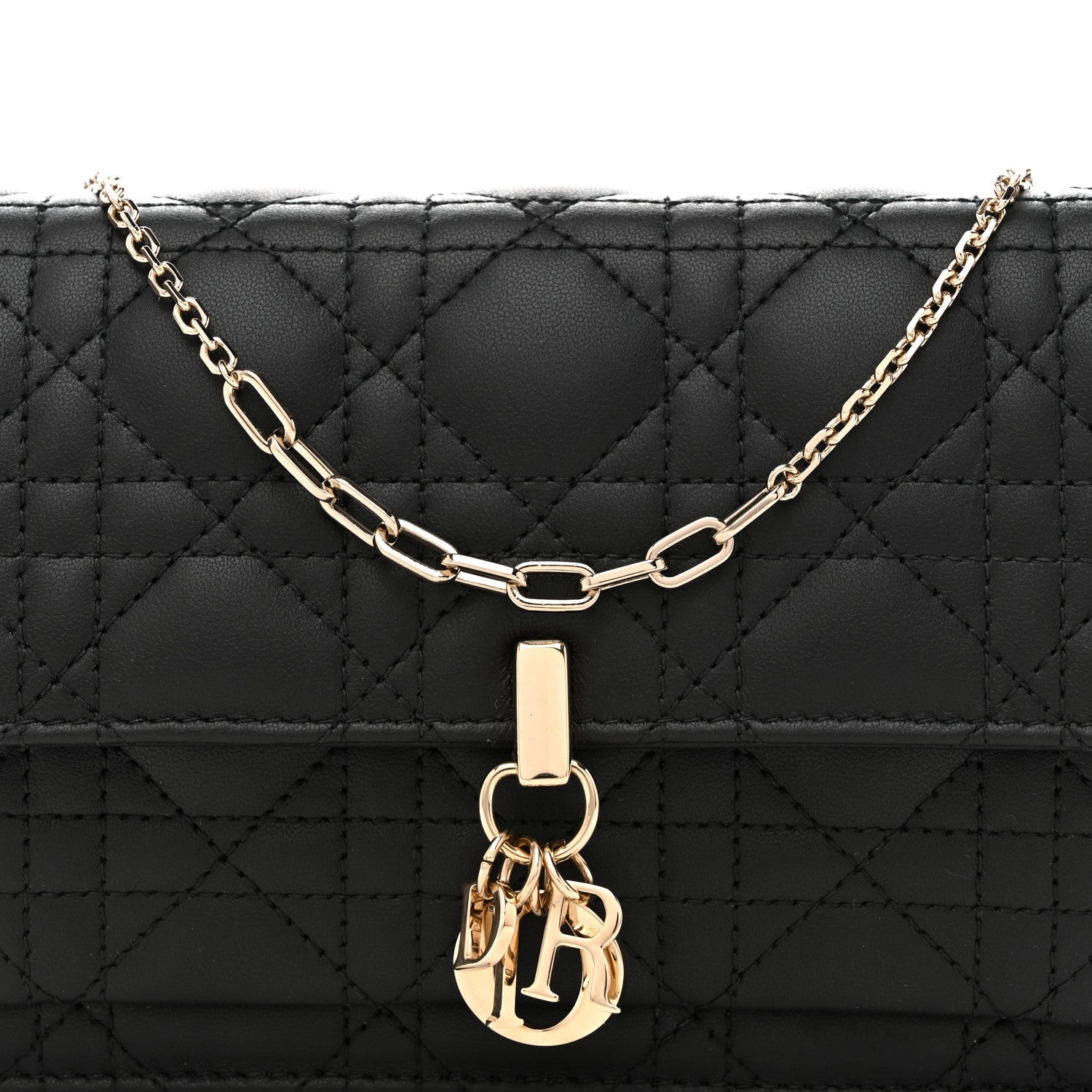 Lambskin Cannage Chain My D1OR Daily Chain Pouch Black