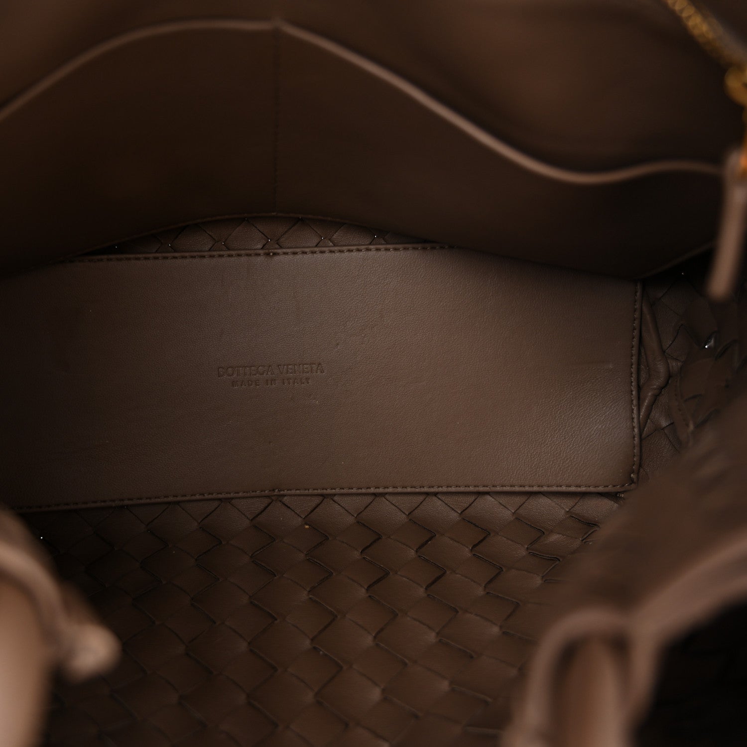Nappa Intrecciato Medium Andiamo Shoulder Bag Taupe Grey