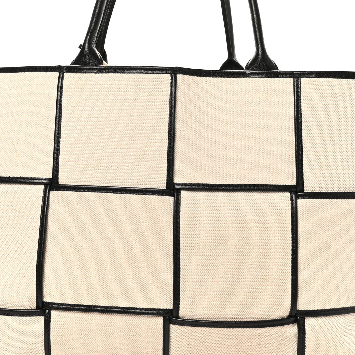 Canvas Maxi Intrecciato Large Arco Tote Beige Black