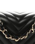 Lambskin Chevron Quilted Mini Square Flap Black