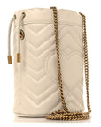 Calfskin Matelasse Mini GG Marmont 2.0 Bucket Bag White