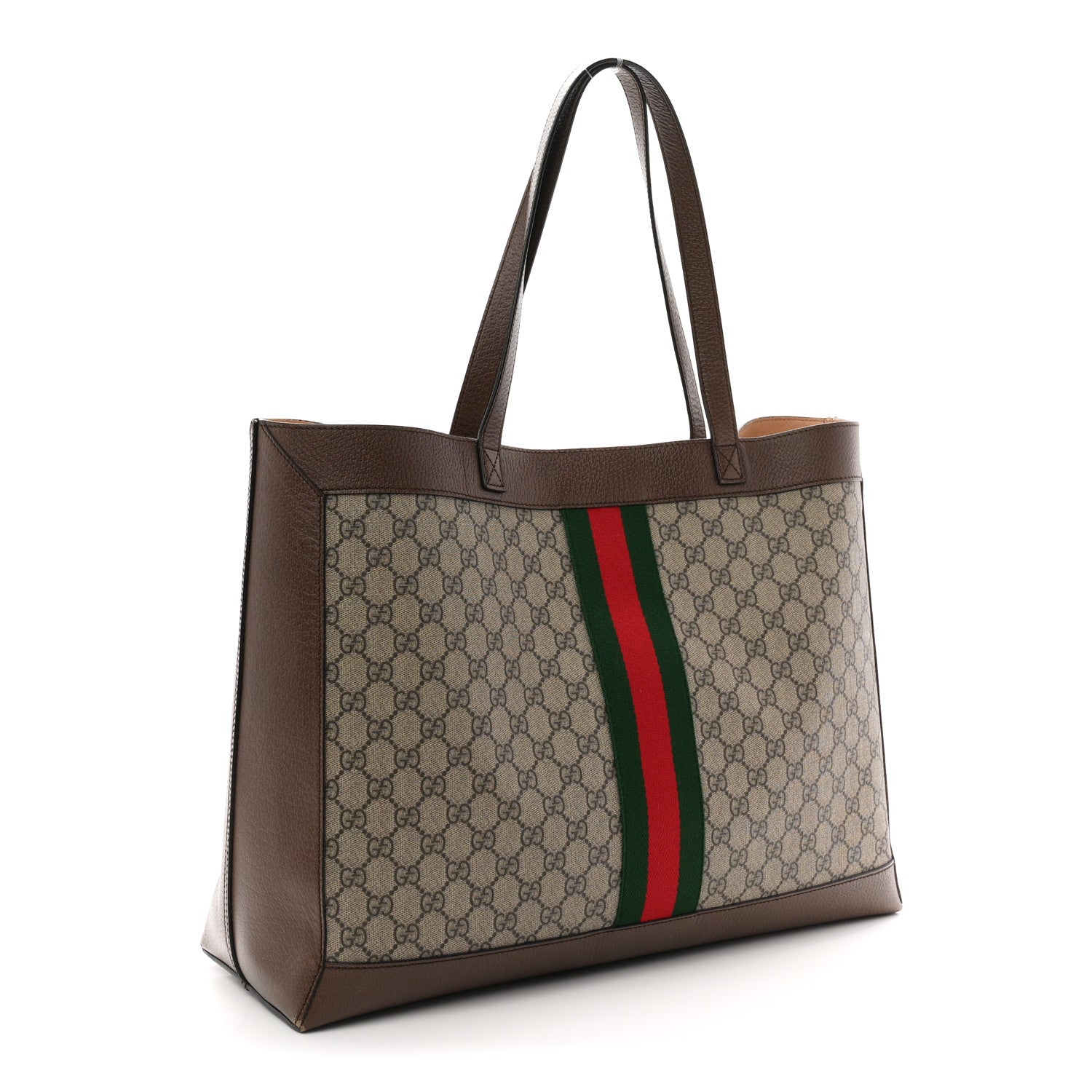 Gg Supreme Monogram Web Ophidia Tote Brown