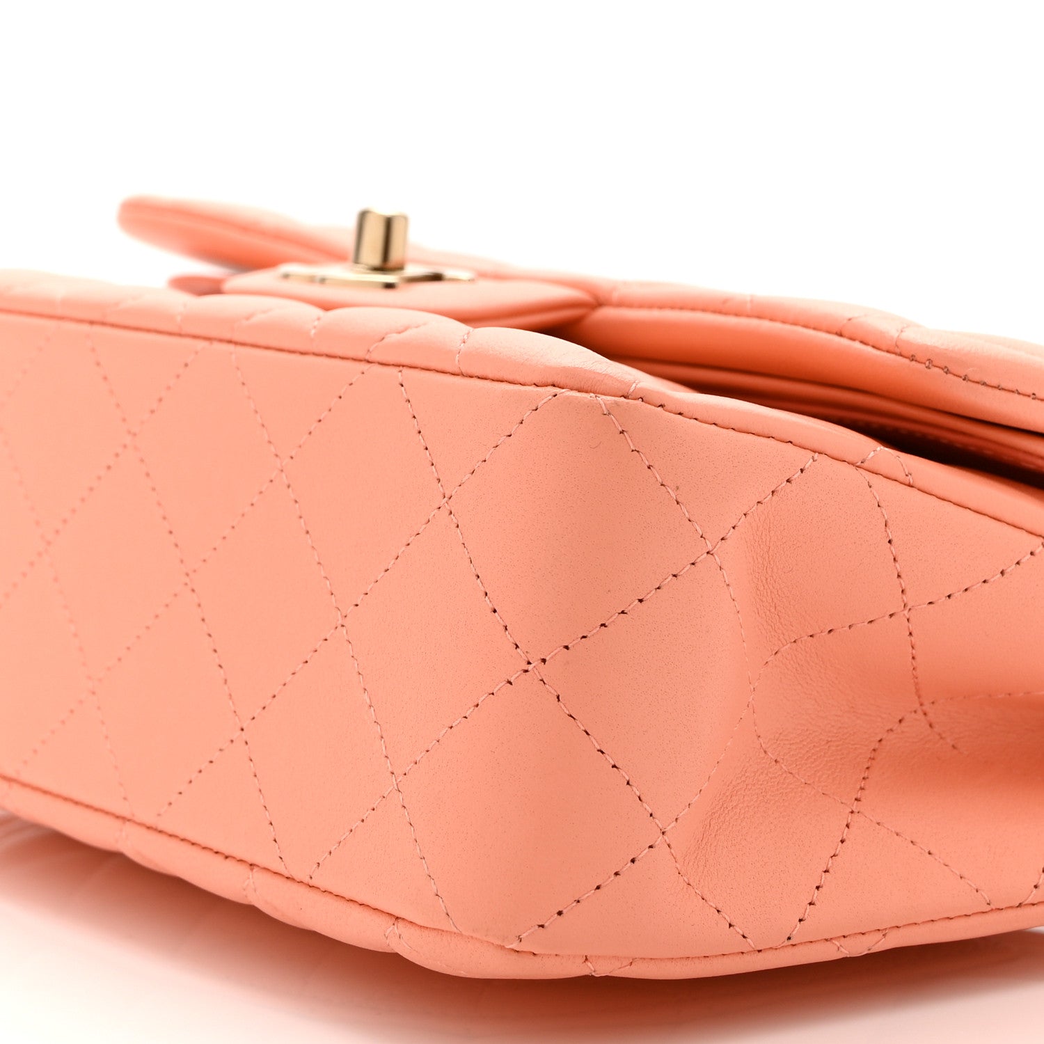 Lambskin Quilted Small Double Flap Light Orange