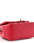 Lambskin Quilted Mini Square Flap Dark Pink