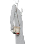 GG Supreme Monogram Textured Calfskin Web Mini Ophidia Bucket Bag Beige Ebony Mystic White Oatmeal