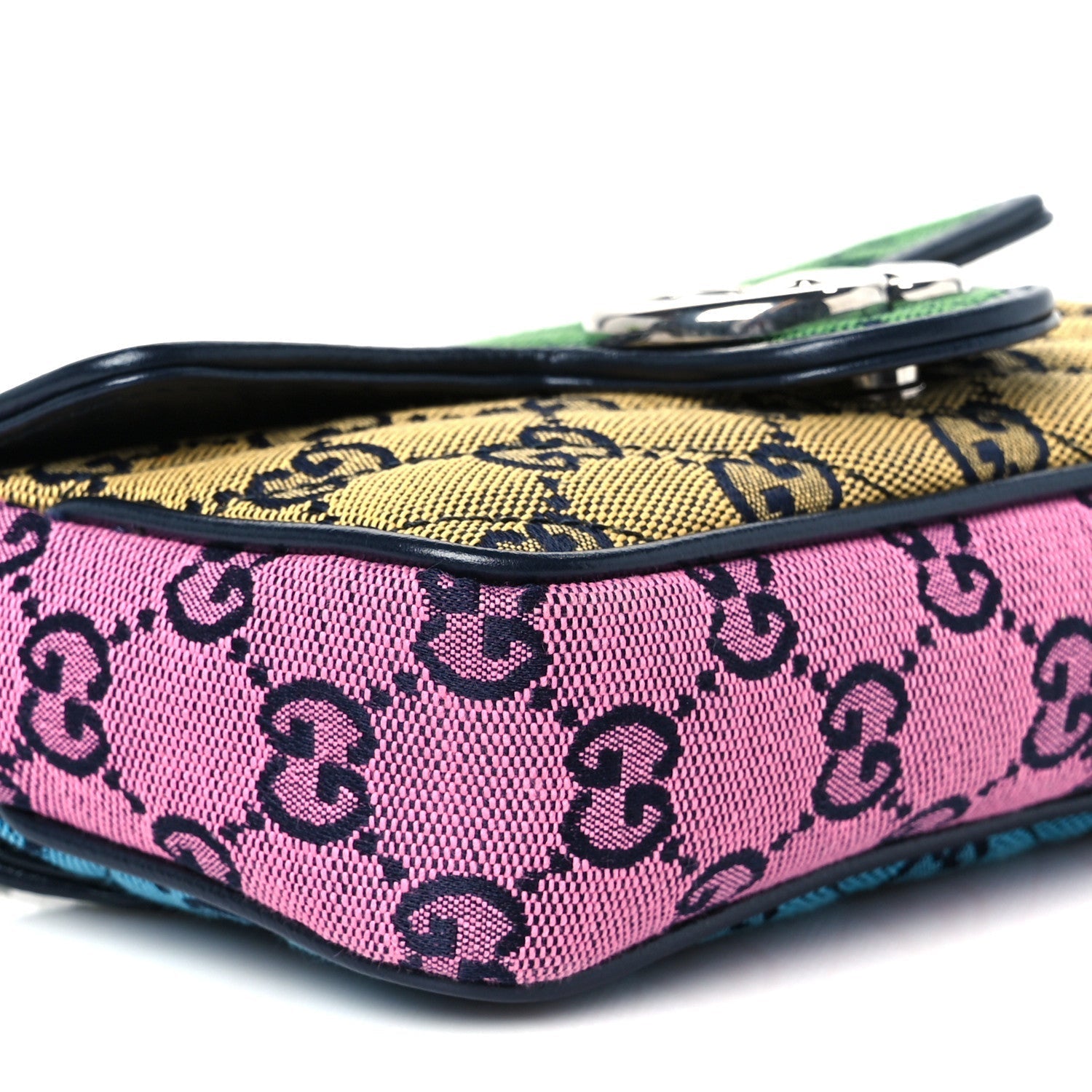 Monogram Multicolor Matelasse Diagonal Super Mini GG Marmont Shoulder Bag Green Blue Yellow Light Blue Pink