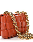 Lambskin Maxi Intreccio Padded Chain Cassette Crossbody Bag Clay