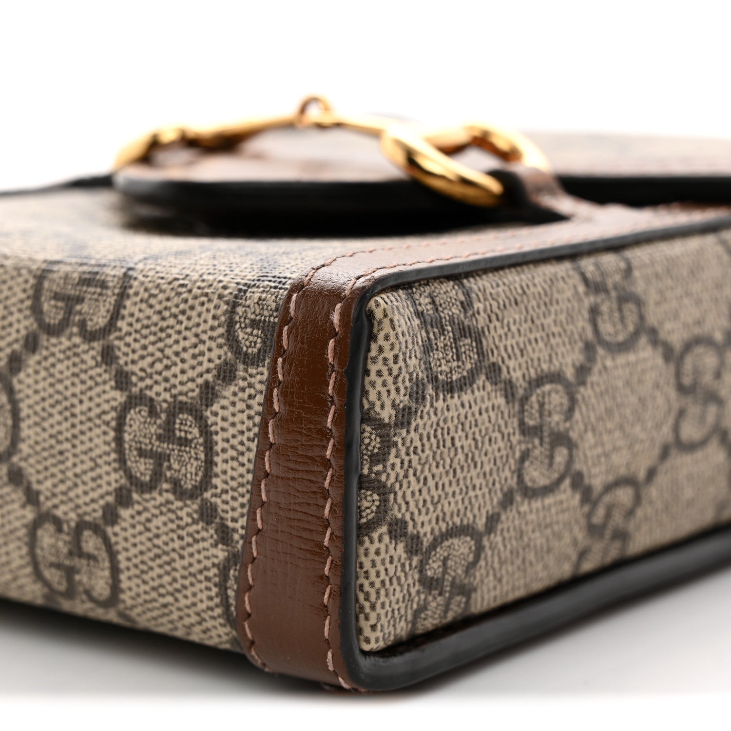 GG Supreme Monogram Mini Horsebit 1955 Crossbody Bag Beige Brown Sugar