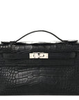 Matte Alligator Kelly Pochette Black