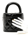Patent Quilted Top Handle Vanity Case Black