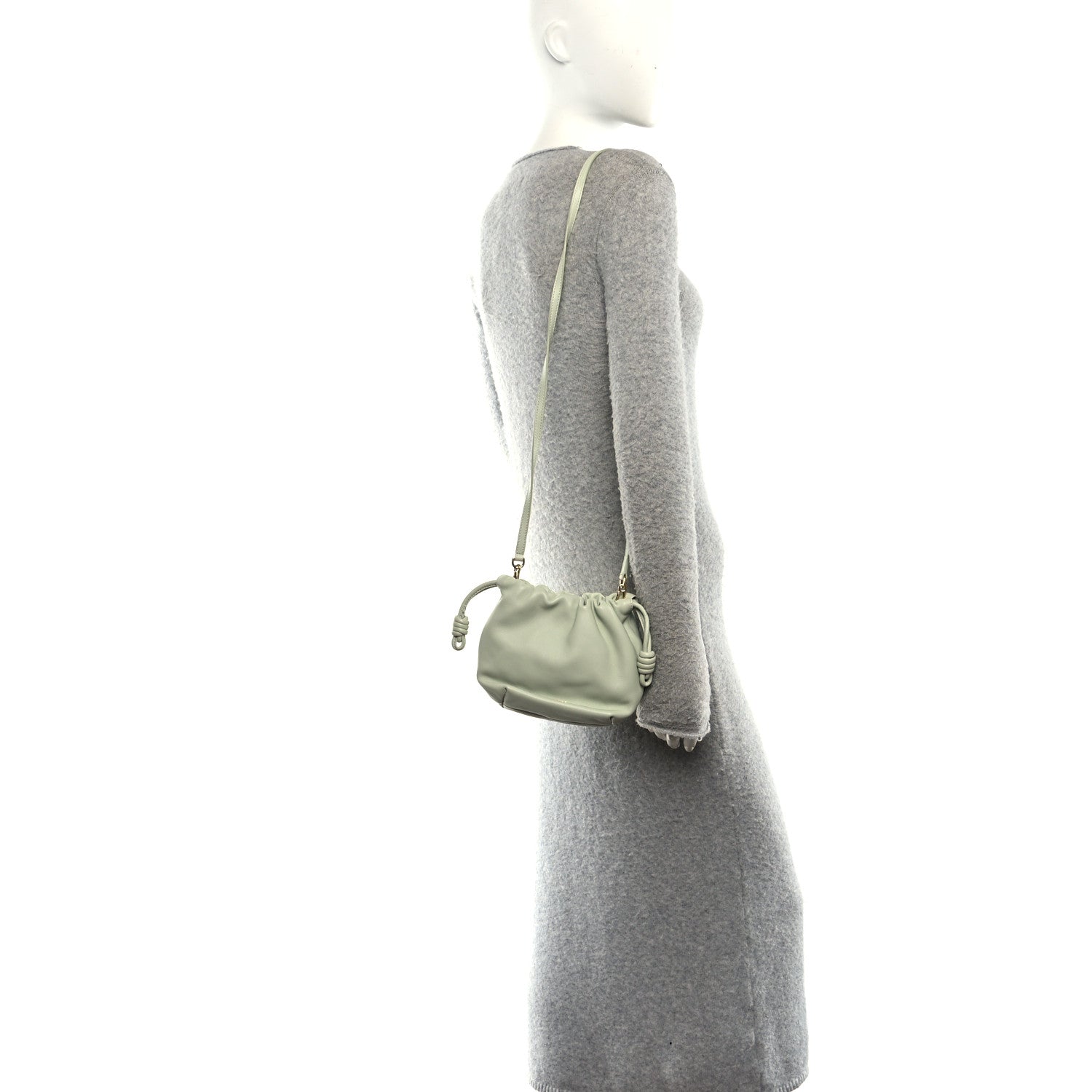Mellow Nappa Donut Chain Mini Flamenco Knot Clutch Spring Jade