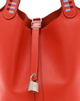 Epsom Tressage De Cuir Picotin Lock 22 MM Rouge Coeur Bleu du Nord Rouge H