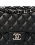 Iridescent Caviar Quilted Small Double Flap Black