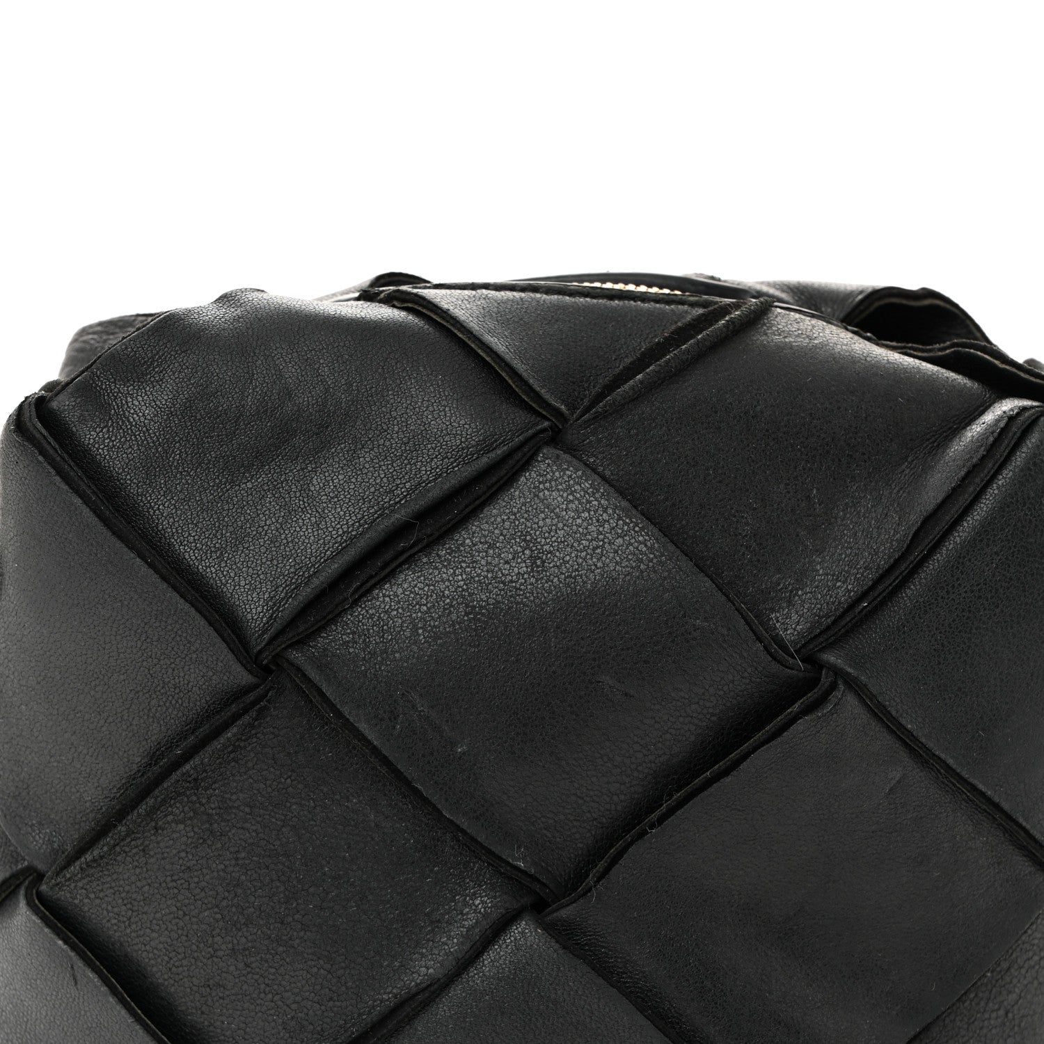 Lambskin Maxi Intrecciato Mini Cassette Camera Bag Black