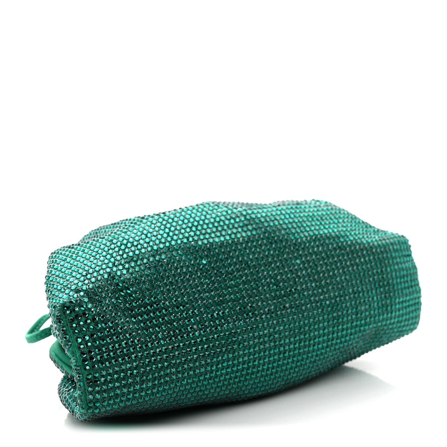 Satin Crystal Embellished The Mini Pouch Emerald