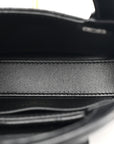 Shiny Aged Calfskin Quilted Mini Nano Kelly Shopper Black