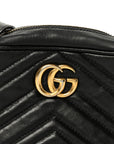 Calfskin Matelasse Mini GG Marmont Chain Shoulder Bag Black