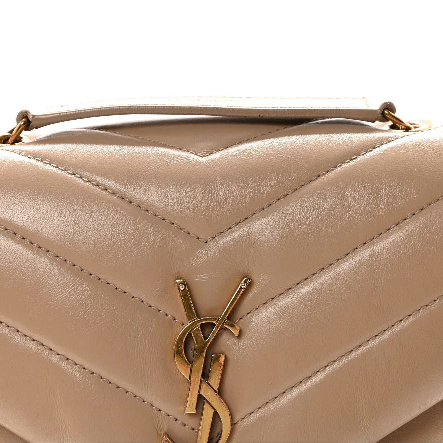 Calfskin Y Quilted Monogram Small Loulou Chain Satchel Dark Beige