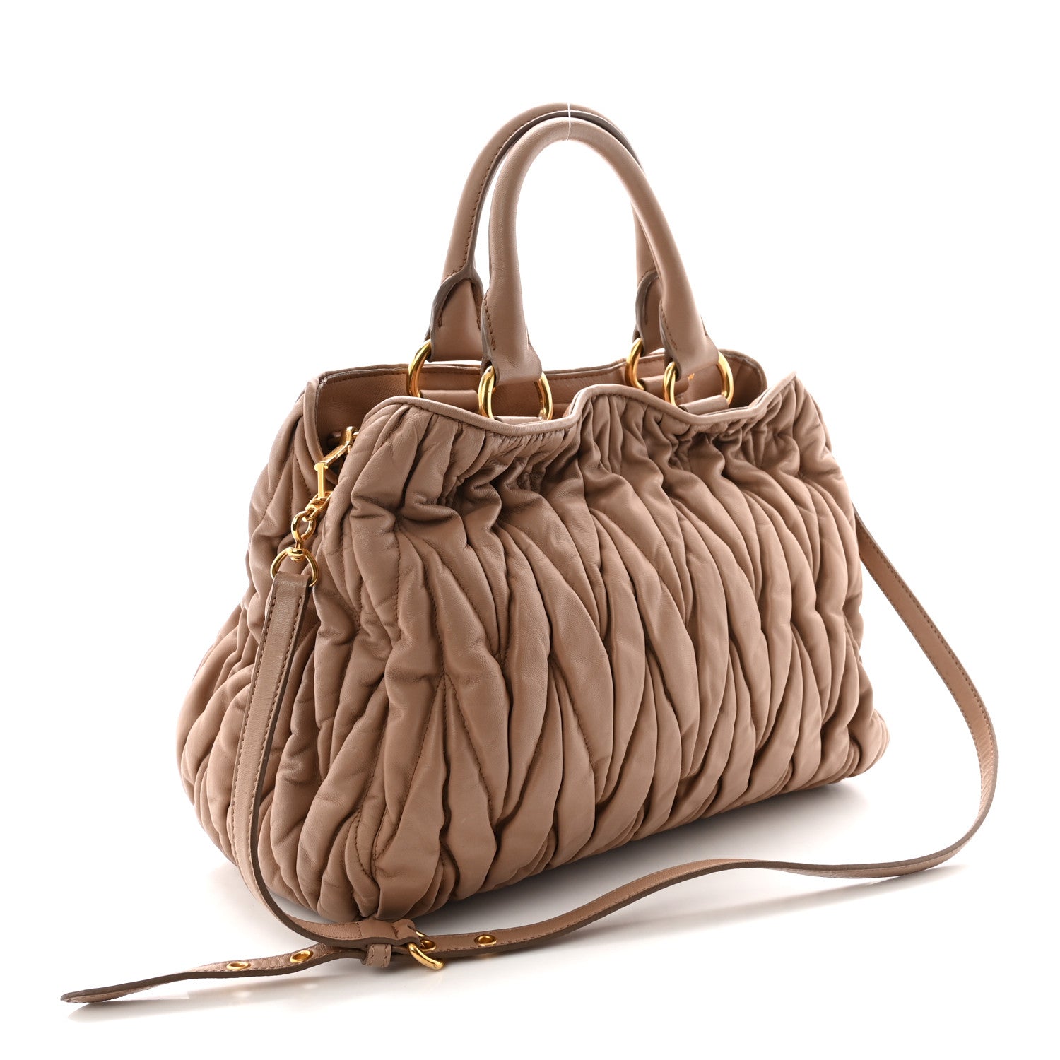 Nappa Matelasse Bauletto Top Handle Bowler Cammeo