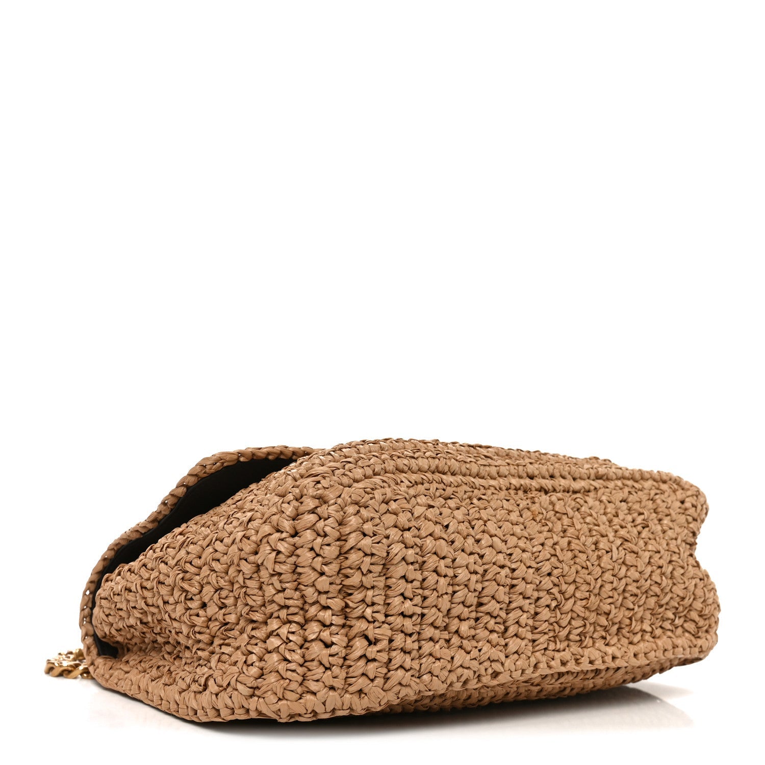 Raffia Calfskin Monogram Medium Niki Chain Satchel Natural