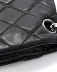 Lambskin Quilted Chain Mail Shoulder Bag Black