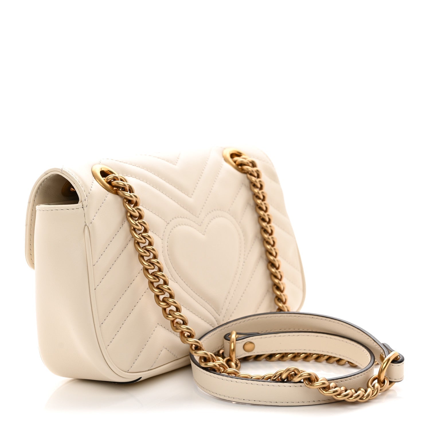 Calfskin Matelasse Mini GG Marmont Shoulder Bag White