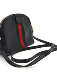 Calfskin GG Web Small Ophidia Dome Shoulder Bag Black