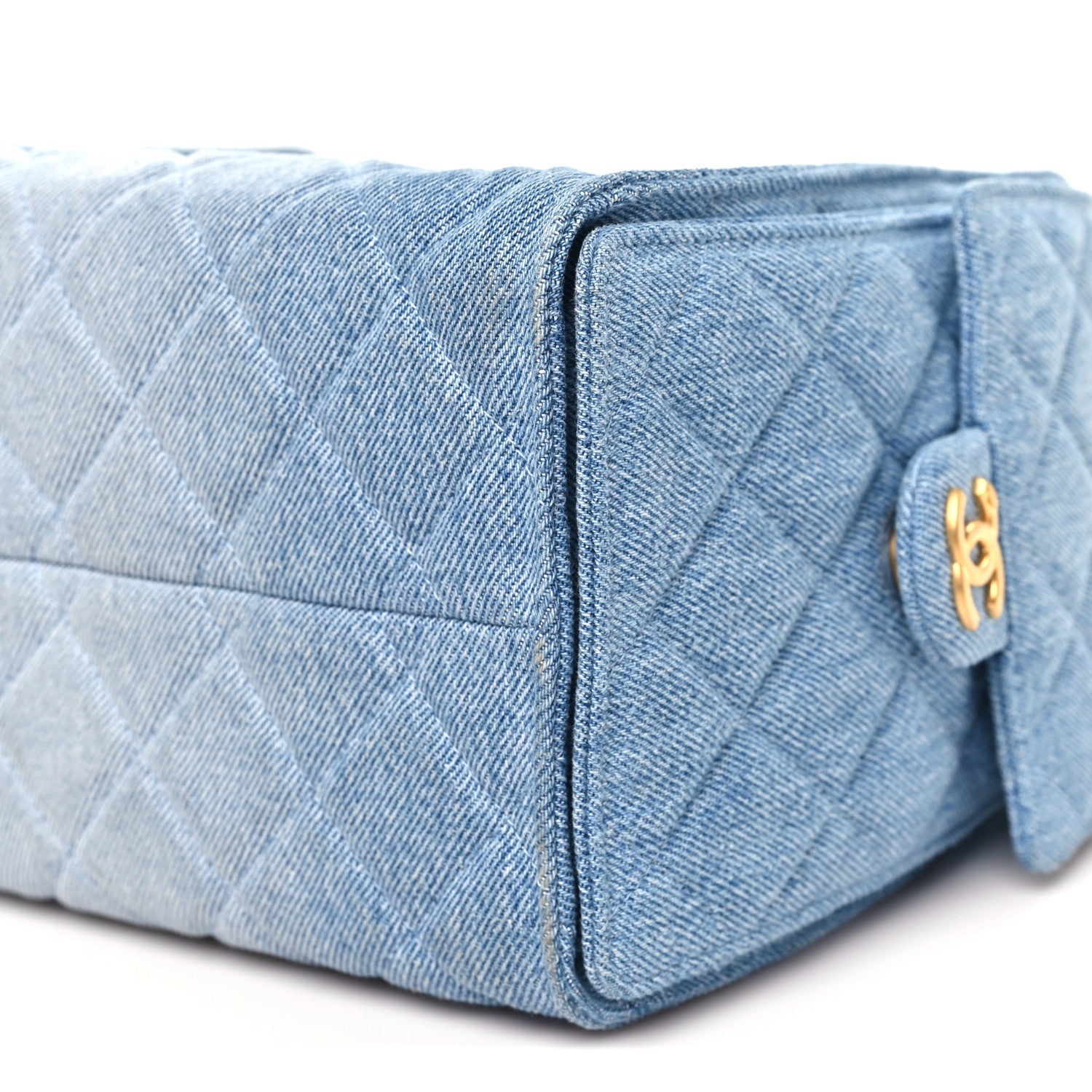 Washed Denim Quilted Small CHNL 25 Handbag Blue