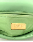 Goatskin Quilted Medium CHNL 19 Flap Light Green